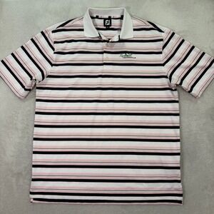 FootJoy Mens XXL Polo Shirt Rockwall Golf Club Pink Striped ProDry Performance